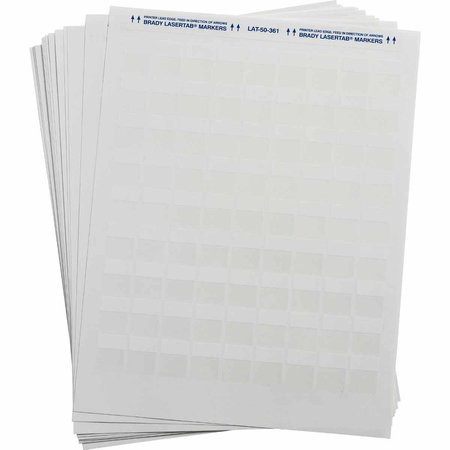 BRADY LaserTab Self-Lam Polyester Lbls 1 in H x 0.75 in W White, Clear 13/PK LAT-50-361-1